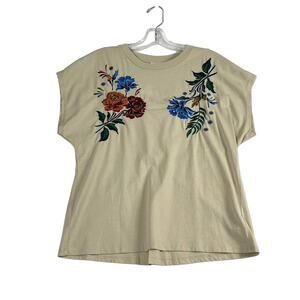 Moussy Short Sleeve Embroidered Tee Tan Free Size